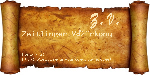 Zeitlinger Várkony névjegykártya